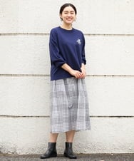 OLFCS02090 eur3(エウルキューブ) 【大きいサイズ】ブローチ風刺繍ニット ネイビー(57)