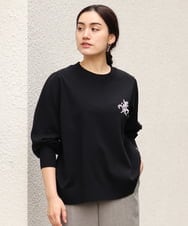 OLFCS02090 eur3(エウルキューブ) 【大きいサイズ】ブローチ風刺繍ニット ブラック(94)
