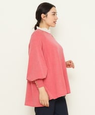 OLFCS03080 eur3(エウルキューブ) 【大きいサイズ】金釦袖ボリュームスクエアニット  ピンク(03)(WEB限定カラー)