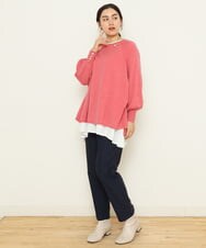 OLFCS03080 eur3(エウルキューブ) 【大きいサイズ】金釦袖ボリュームスクエアニット  ピンク(03)(WEB限定カラー)