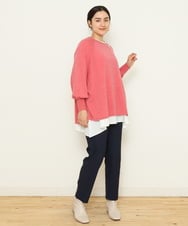 OLFCS03080 eur3(エウルキューブ) 【大きいサイズ】金釦袖ボリュームスクエアニット  ピンク(03)(WEB限定カラー)