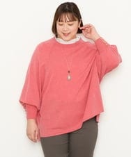 OLFCS03080 eur3(エウルキューブ) 【大きいサイズ】金釦袖ボリュームスクエアニット  ピンク(03)(WEB限定カラー)