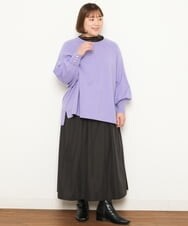 OLFCS03080 eur3(エウルキューブ) 【大きいサイズ】金釦袖ボリュームスクエアニット  ラベンダー(60)