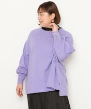 OLFCS03080 eur3(エウルキューブ) 【大きいサイズ】金釦袖ボリュームスクエアニット  ラベンダー(60)