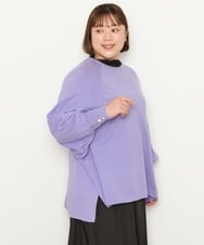 OLFCS03080 eur3(エウルキューブ) 【大きいサイズ】金釦袖ボリュームスクエアニット  ラベンダー(60)