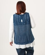 OLFDD06089 eur3(エウルキューブ) 【大きいサイズ】かぎ針風レースベスト ブルー