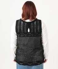 OLFDD06089 eur3(エウルキューブ) 【大きいサイズ】かぎ針風レースベスト ブラック