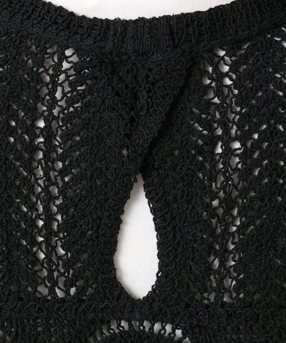 OLFDD06089 eur3(エウルキューブ) 【大きいサイズ】かぎ針風レースベスト ブラック