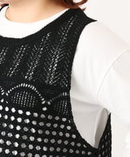 OLFDD06089 eur3(エウルキューブ) 【大きいサイズ】かぎ針風レースベスト ブラック