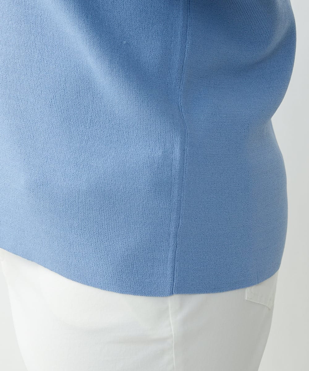 OLFDS04080 eur3(エウルキューブ) 【大きいサイズ】フロントラインパフスリーブニットニット ブルー(55)