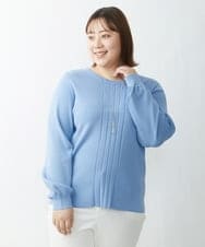 OLFDS04080 eur3(エウルキューブ) 【大きいサイズ】フロントラインパフスリーブニットニット ブルー(55)