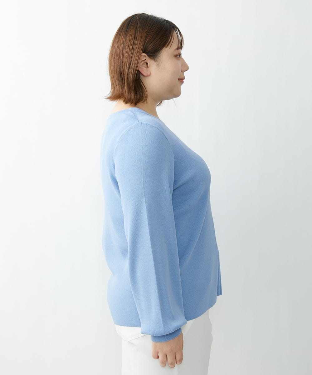 OLFDS04080 eur3(エウルキューブ) 【大きいサイズ】フロントラインパフスリーブニットニット ブルー(55)