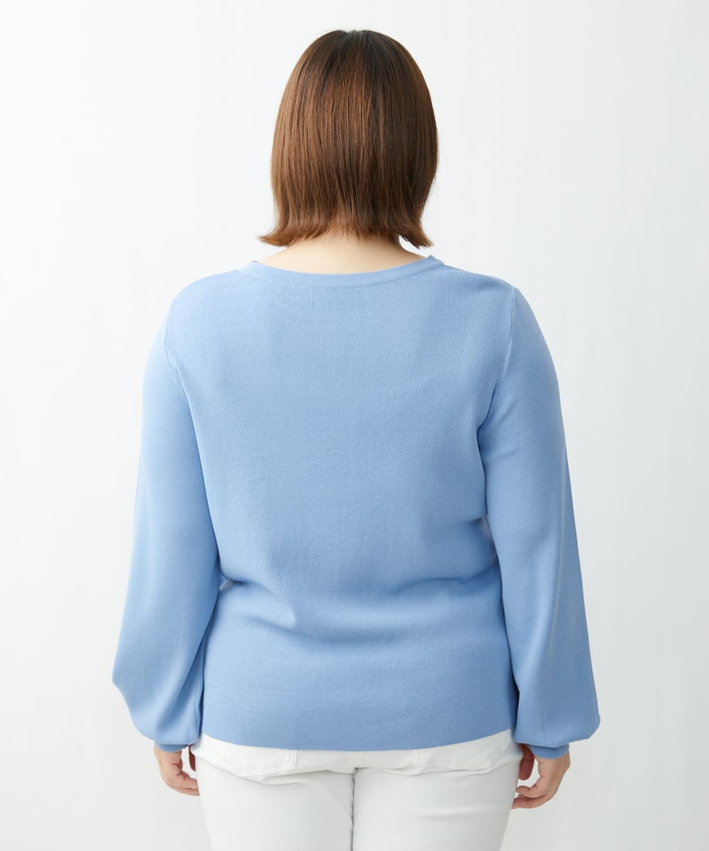 OLFDS04080 eur3(エウルキューブ) 【大きいサイズ】フロントラインパフスリーブニットニット ブルー(55)
