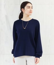 OLFDS04080 eur3(エウルキューブ) 【大きいサイズ】フロントラインパフスリーブニットニット ネイビー(57)(WEB限定カラー)