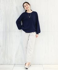 OLFDS04080 eur3(エウルキューブ) 【大きいサイズ】フロントラインパフスリーブニットニット ネイビー(57)(WEB限定カラー)