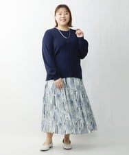 OLFDS04080 eur3(エウルキューブ) 【大きいサイズ】フロントラインパフスリーブニットニット ネイビー(57)(WEB限定カラー)