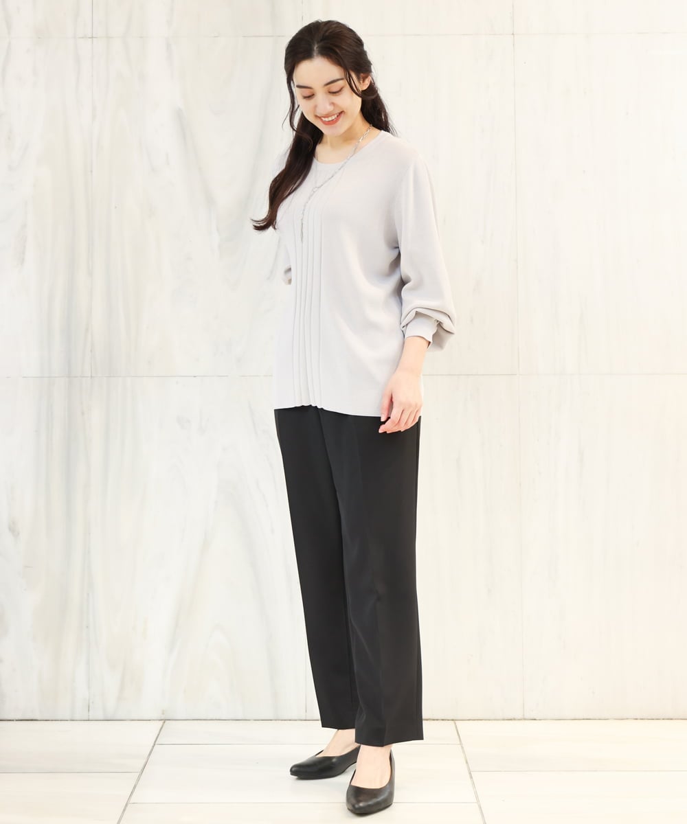 OLFDS04080 eur3(エウルキューブ) 【大きいサイズ】フロントラインパフスリーブニットニット ライトグレー(91)