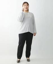 OLFDS04080 eur3(エウルキューブ) 【大きいサイズ】フロントラインパフスリーブニットニット ライトグレー(91)