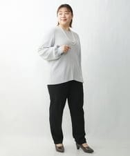 OLFDS04080 eur3(エウルキューブ) 【大きいサイズ】フロントラインパフスリーブニットニット ライトグレー(91)