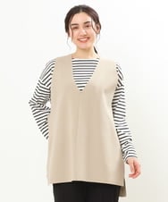 OLFDS07070 eur3(エウルキューブ) 【大きいサイズ】Vネックベスト ベージュ(82)