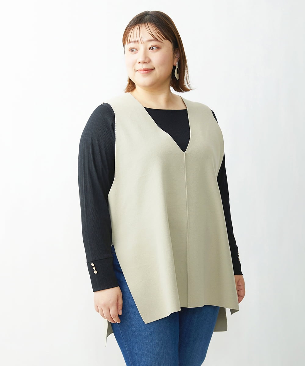 OLFDS07070 eur3(エウルキューブ) 【大きいサイズ】Vネックベスト ベージュ(82)