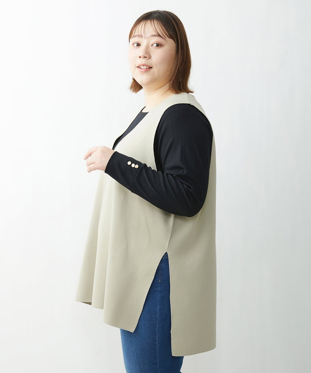 OLFDS07070 eur3(エウルキューブ) 【大きいサイズ】Vネックベスト ベージュ(82)
