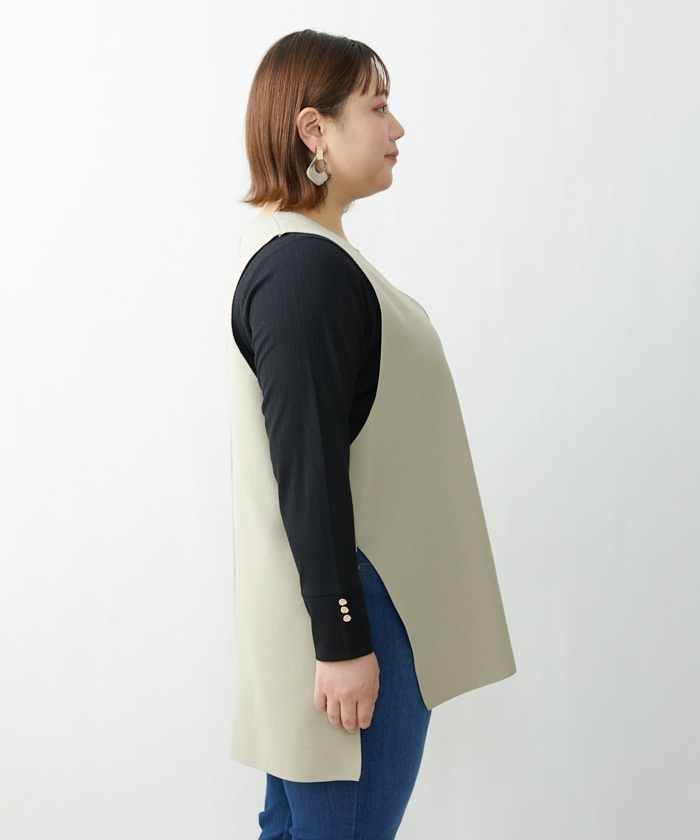 OLFDS07070 eur3(エウルキューブ) 【大きいサイズ】Vネックベスト ベージュ(82)