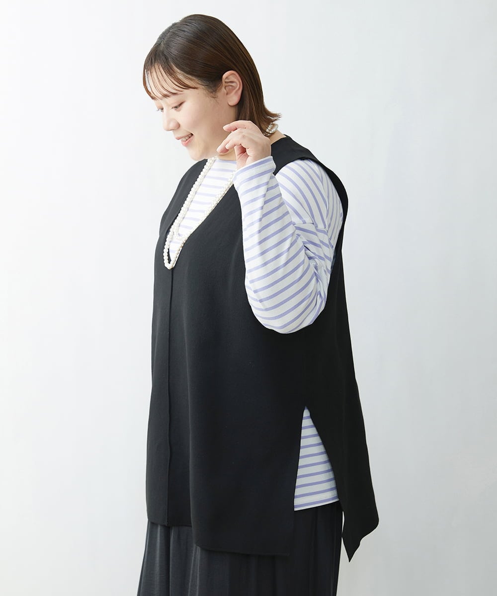 OLFDS07070 eur3(エウルキューブ) 【大きいサイズ】Vネックベスト ブラック(94)
