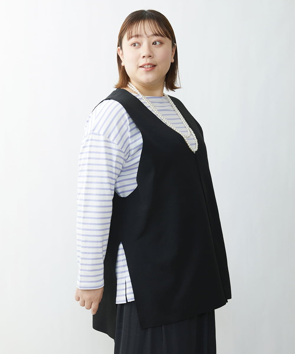 OLFDS07070 eur3(エウルキューブ) 【大きいサイズ】Vネックベスト ブラック(94)