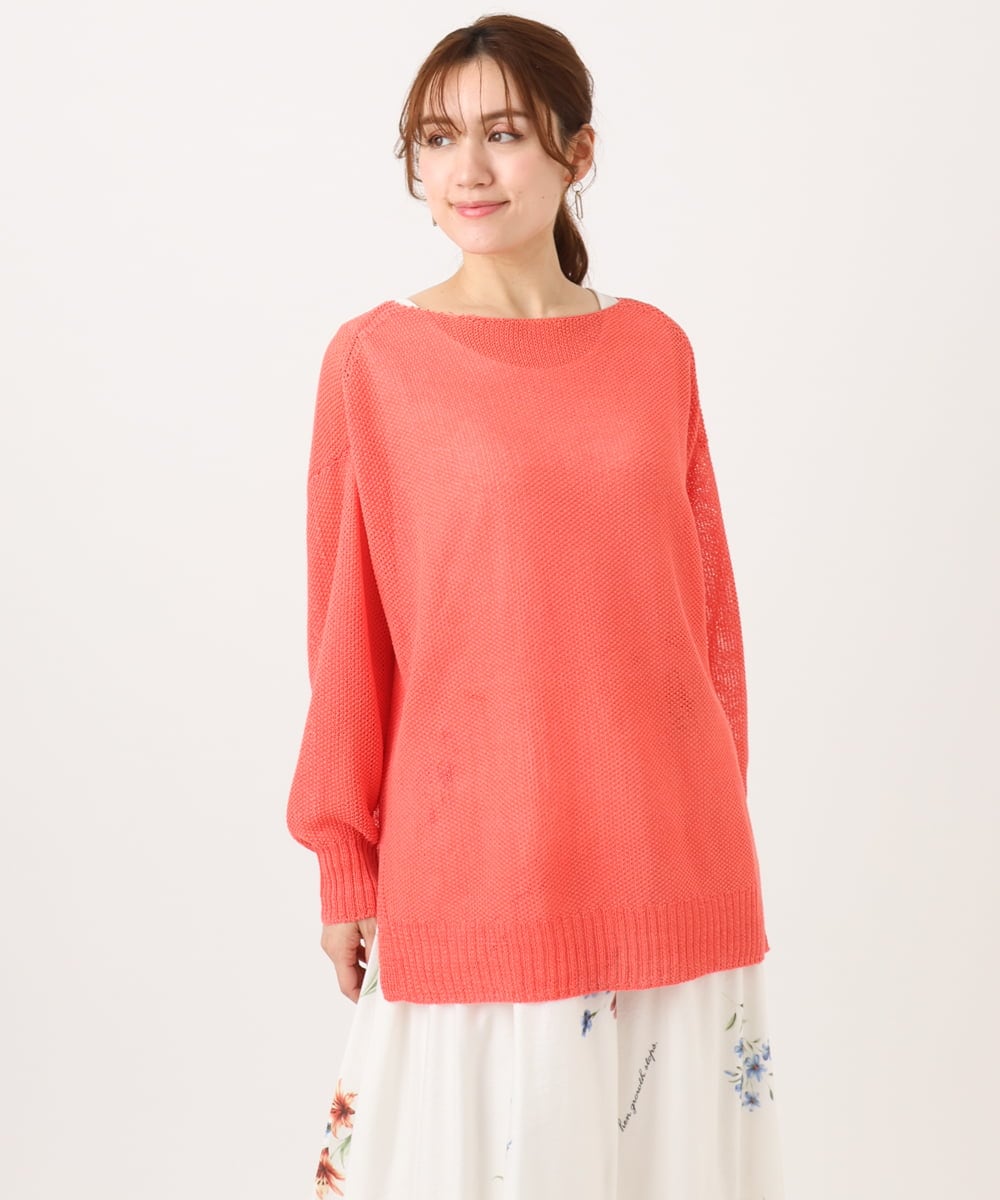 OLFED04079 eur3(エウルキューブ) 【WEB先行販売】【大きいサイズ】テープヤーンプルオーバーニット ピンク