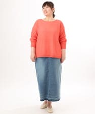 OLFED04079 eur3(エウルキューブ) 【WEB先行販売】【大きいサイズ】テープヤーンプルオーバーニット ピンク