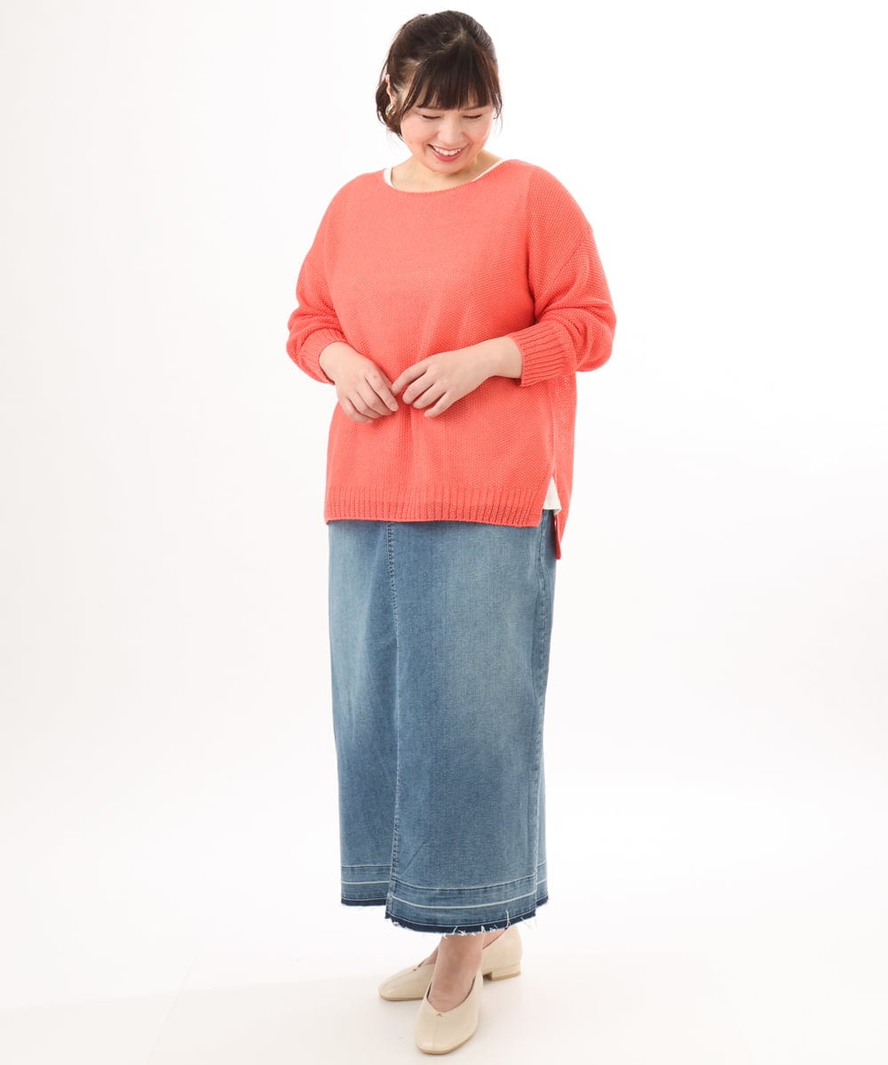 OLFED04079 eur3(エウルキューブ) 【WEB先行販売】【大きいサイズ】テープヤーンプルオーバーニット ピンク