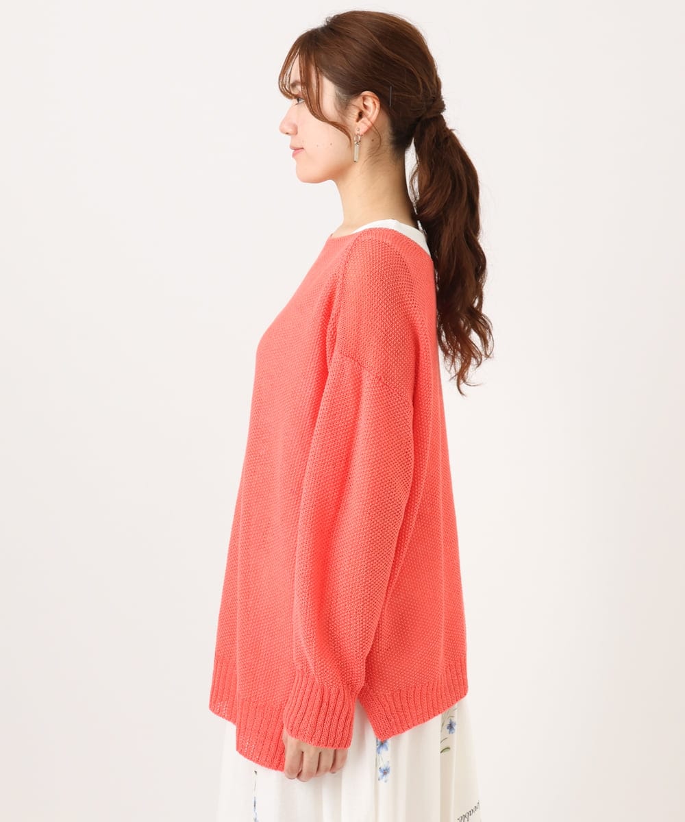 OLFED04079 eur3(エウルキューブ) 【WEB先行販売】【大きいサイズ】テープヤーンプルオーバーニット ピンク