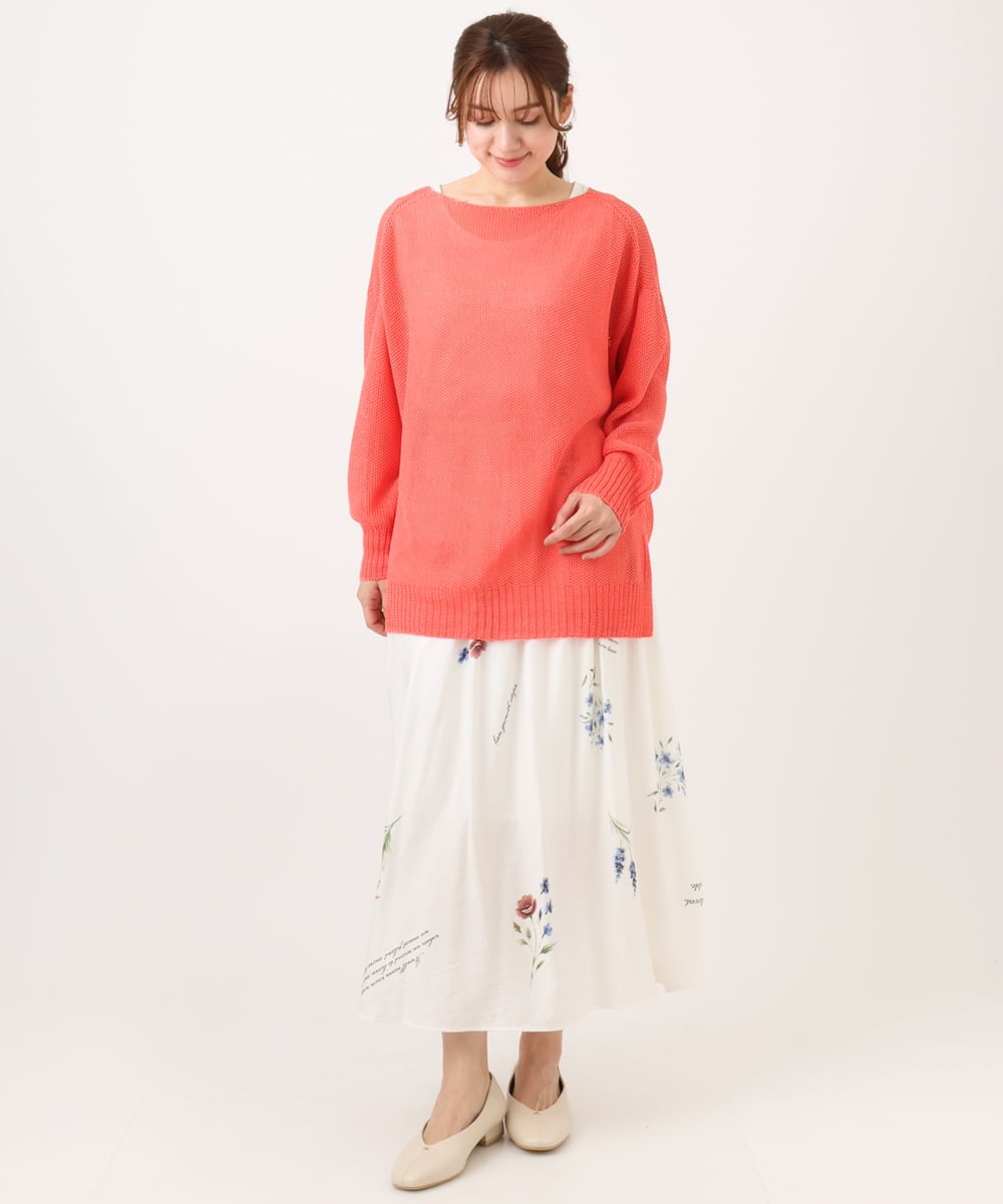 OLFED04079 eur3(エウルキューブ) 【WEB先行販売】【大きいサイズ】テープヤーンプルオーバーニット ピンク