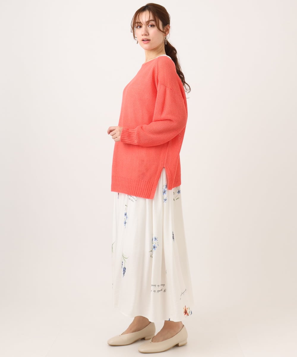 OLFED04079 eur3(エウルキューブ) 【WEB先行販売】【大きいサイズ】テープヤーンプルオーバーニット ピンク