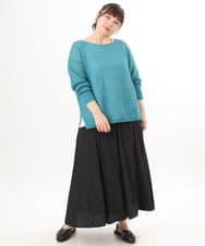 OLFED04079 eur3(エウルキューブ) 【WEB先行販売】【大きいサイズ】テープヤーンプルオーバーニット グリーン