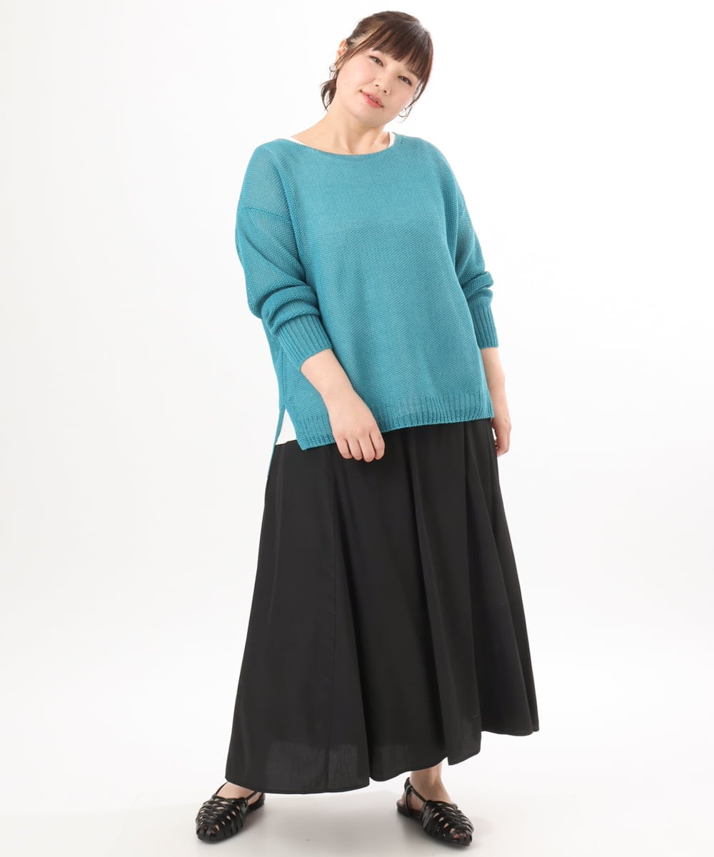 OLFED04079 eur3(エウルキューブ) 【WEB先行販売】【大きいサイズ】テープヤーンプルオーバーニット グリーン