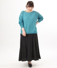 OLFED04079 eur3(エウルキューブ) 【WEB先行販売】【大きいサイズ】テープヤーンプルオーバーニット グリーン