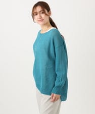 OLFED04079 eur3(エウルキューブ) 【WEB先行販売】【大きいサイズ】テープヤーンプルオーバーニット グリーン