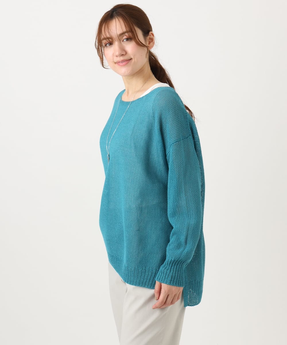 OLFED04079 eur3(エウルキューブ) 【WEB先行販売】【大きいサイズ】テープヤーンプルオーバーニット グリーン