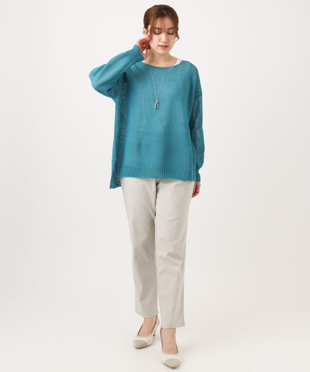 OLFED04079 eur3(エウルキューブ) 【WEB先行販売】【大きいサイズ】テープヤーンプルオーバーニット グリーン