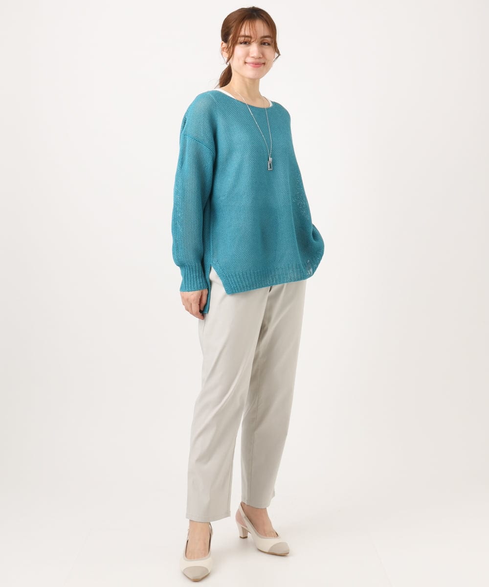 OLFED04079 eur3(エウルキューブ) 【WEB先行販売】【大きいサイズ】テープヤーンプルオーバーニット グリーン