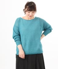 OLFED04079 eur3(エウルキューブ) 【WEB先行販売】【大きいサイズ】テープヤーンプルオーバーニット グリーン