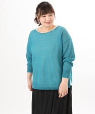 OLFED04079 eur3(エウルキューブ) 【WEB先行販売】【大きいサイズ】テープヤーンプルオーバーニット グリーン