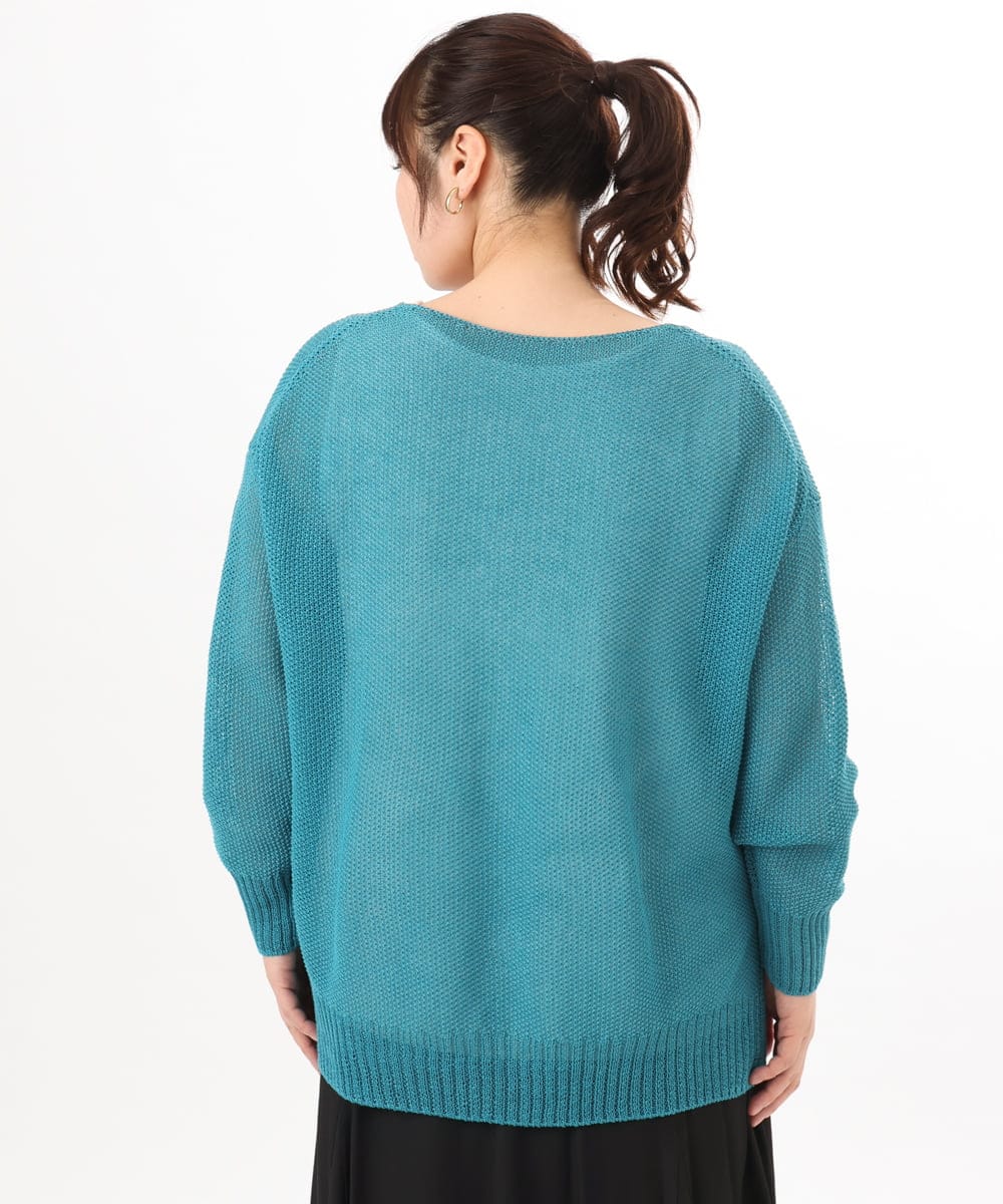 OLFED04079 eur3(エウルキューブ) 【WEB先行販売】【大きいサイズ】テープヤーンプルオーバーニット グリーン