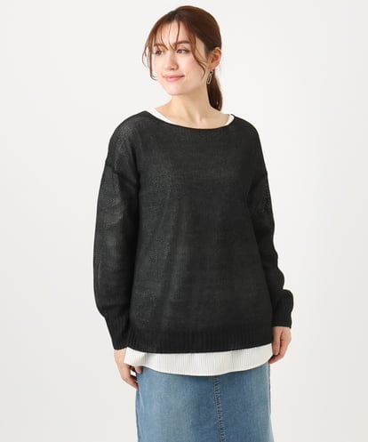 OLFED04079 eur3 【WEB先行販売】【大きいサイズ】テープヤーンプルオーバーニット