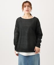 OLFED04079 eur3(エウルキューブ) 【WEB先行販売】【大きいサイズ】テープヤーンプルオーバーニット ブラック