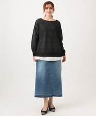 OLFED04079 eur3(エウルキューブ) 【WEB先行販売】【大きいサイズ】テープヤーンプルオーバーニット ブラック