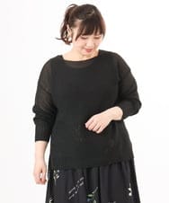 OLFED04079 eur3(エウルキューブ) 【WEB先行販売】【大きいサイズ】テープヤーンプルオーバーニット ブラック