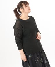 OLFED04079 eur3(エウルキューブ) 【WEB先行販売】【大きいサイズ】テープヤーンプルオーバーニット ブラック